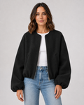 Opal | Cropped Wool Blend Bomber Jacket