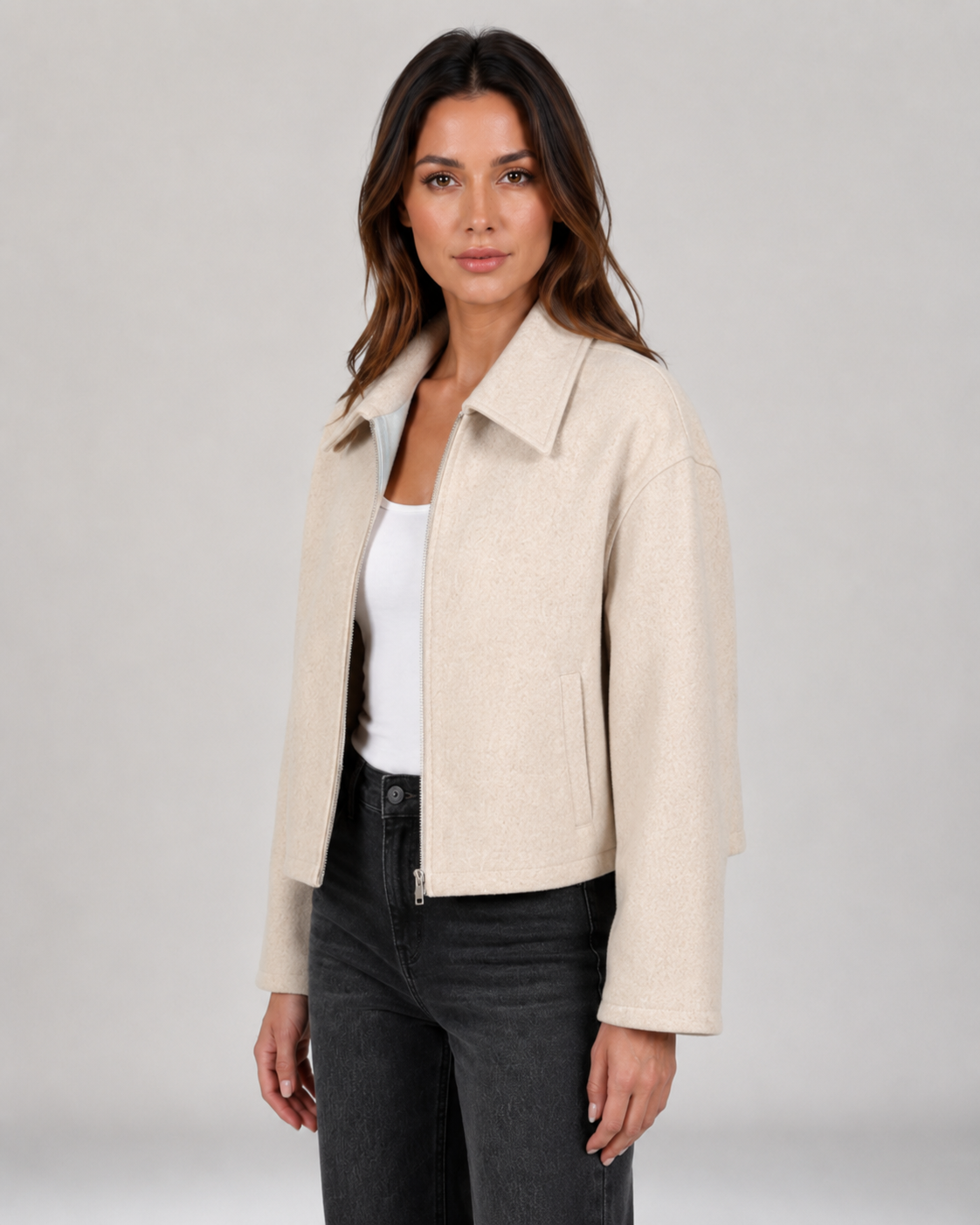 Scarlett | Cropped Zip-Up Jacket with Collar