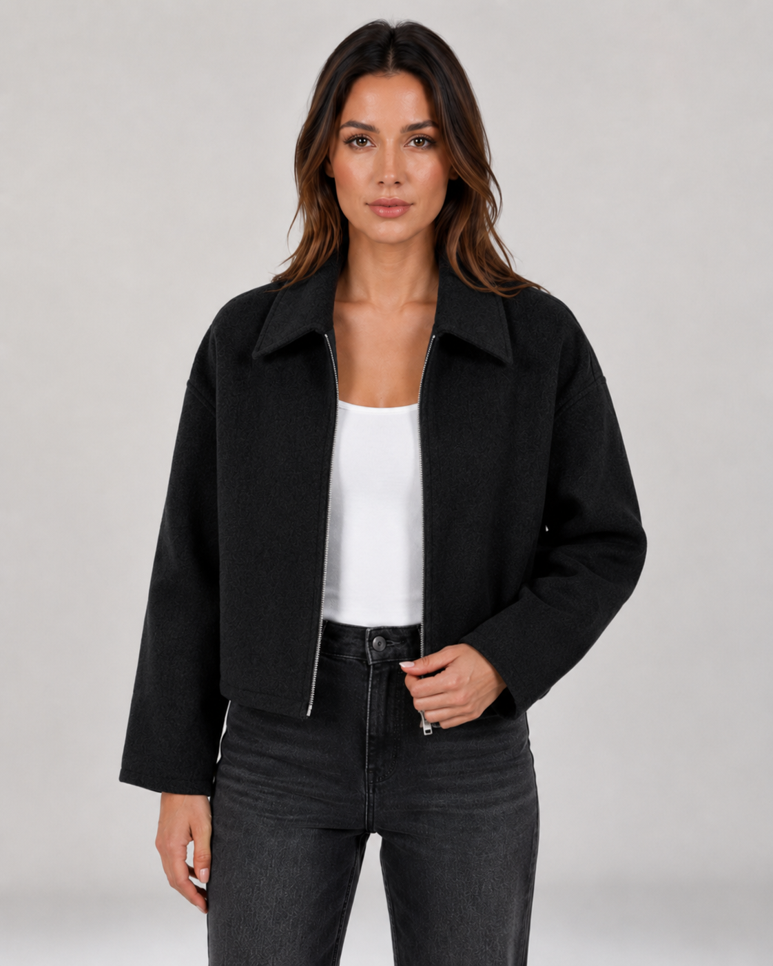 Scarlett | Cropped Zip-Up Jacket with Collar