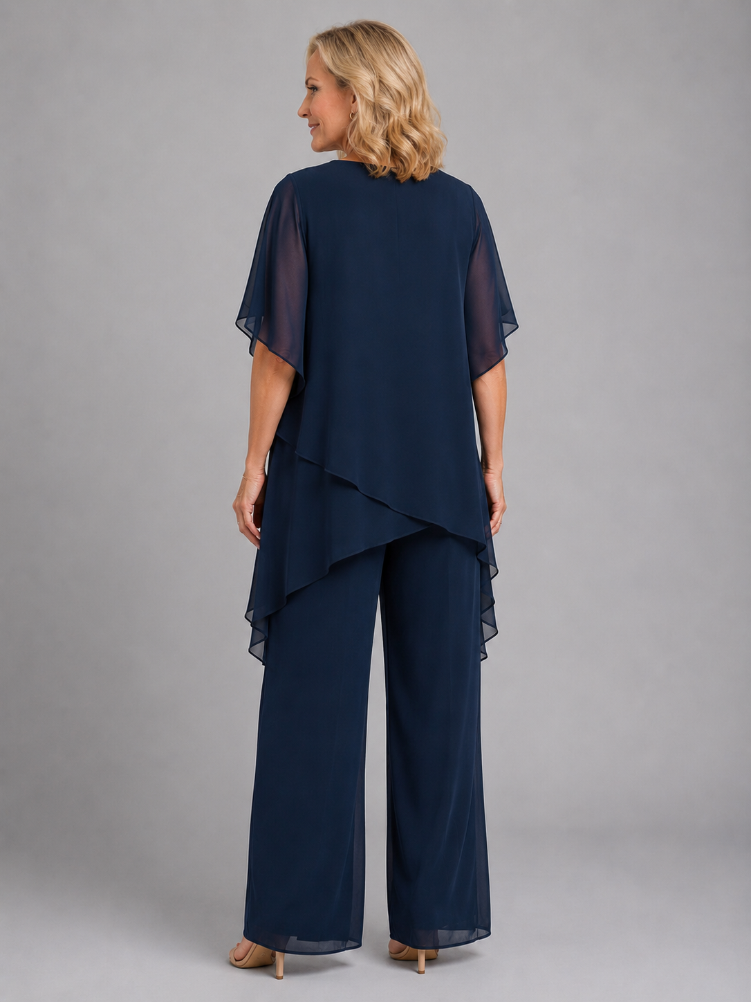 Romy | Asymmetric Layered Chiffon Wide-Leg Set