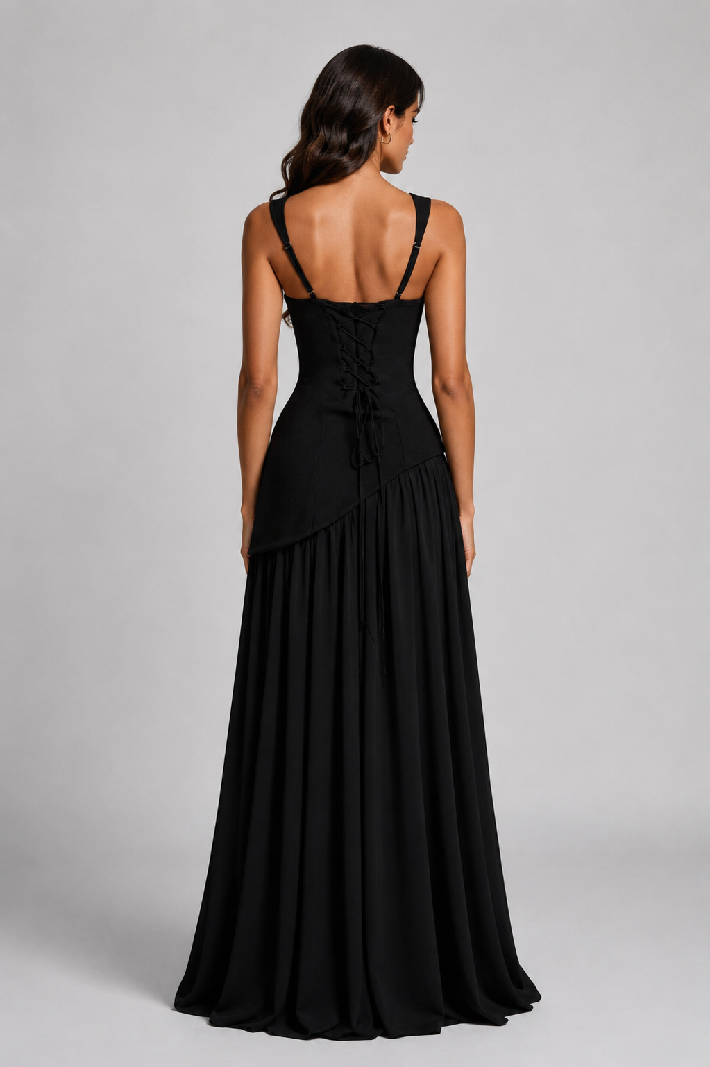 Ines | Sculpted Draped Satin Feel Maxi Dress