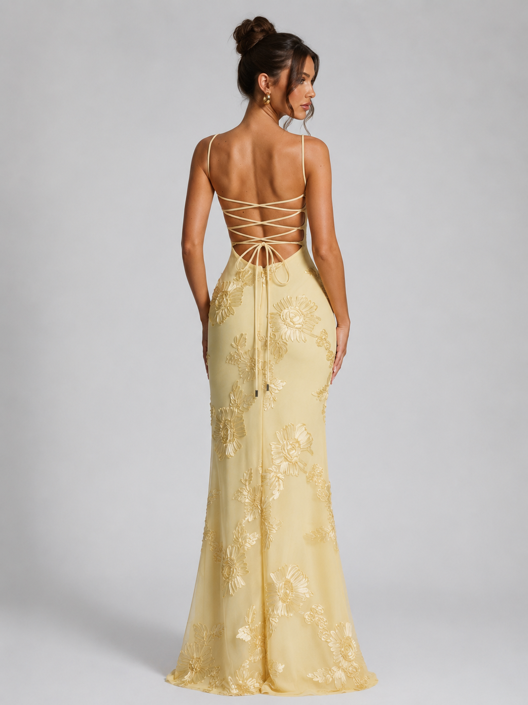 Salma | Floral Embroidered Corset Maxi Dress