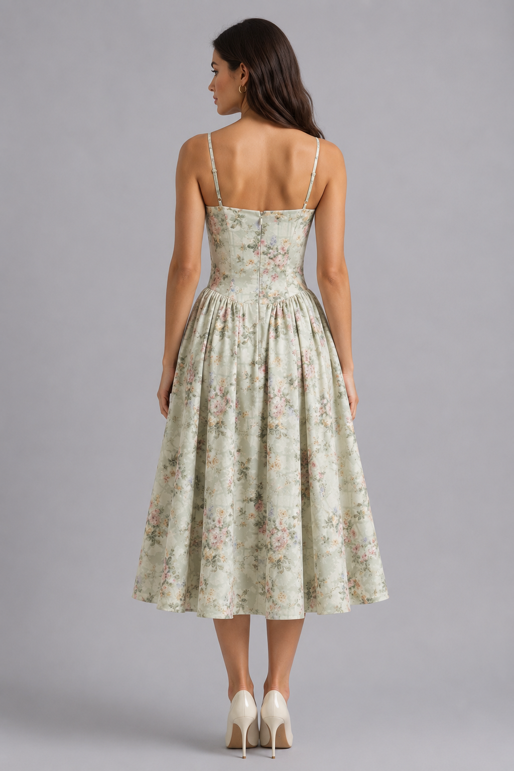 Valeria | Floral Corset Midi Dress