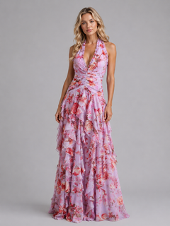 Elodie | Floral Halter Maxi Dress