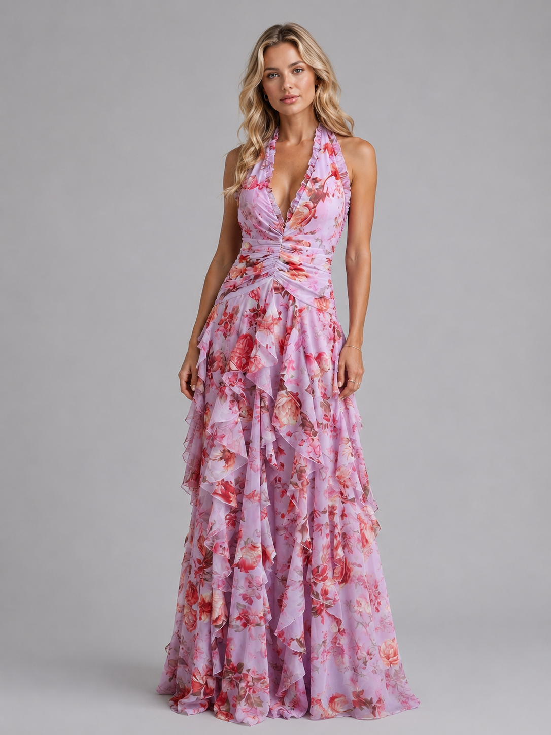 Elodie | Floral Halter Maxi Dress