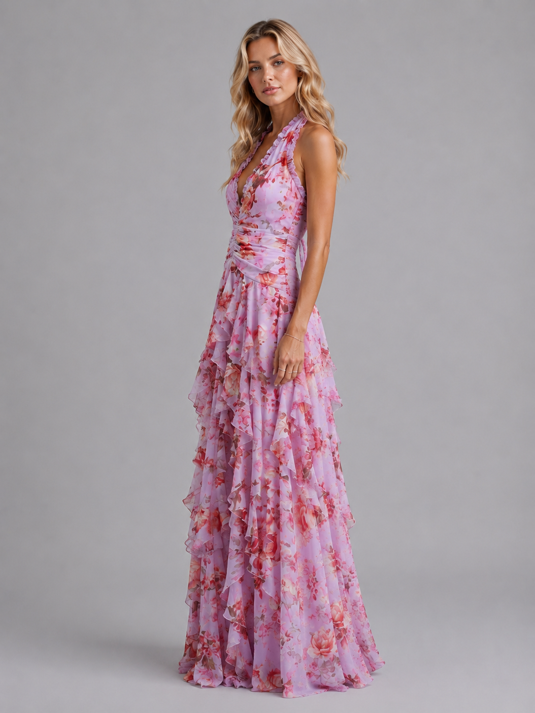 Elodie | Floral Halter Maxi Dress