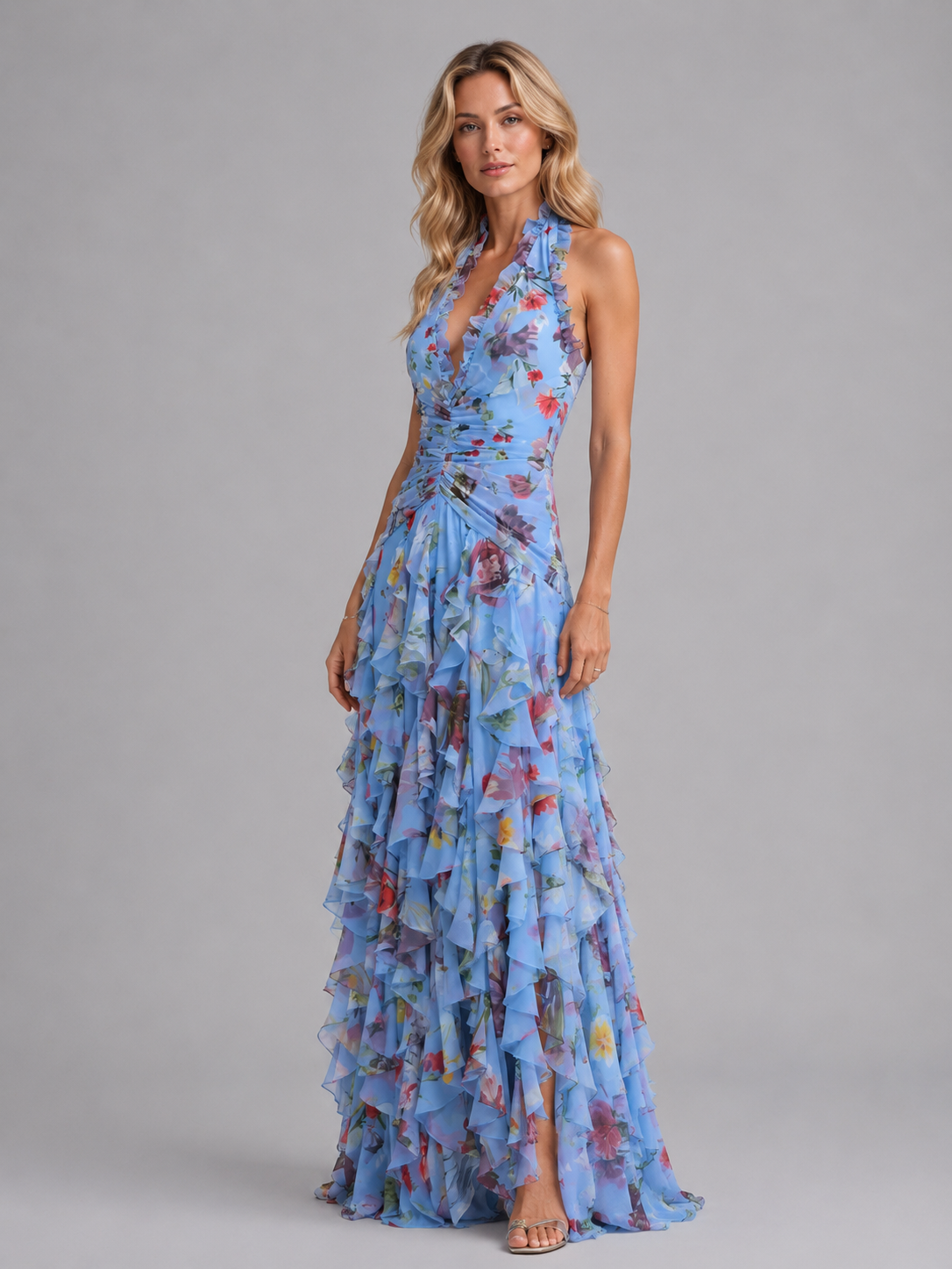 Elodie | Floral Halter Maxi Dress