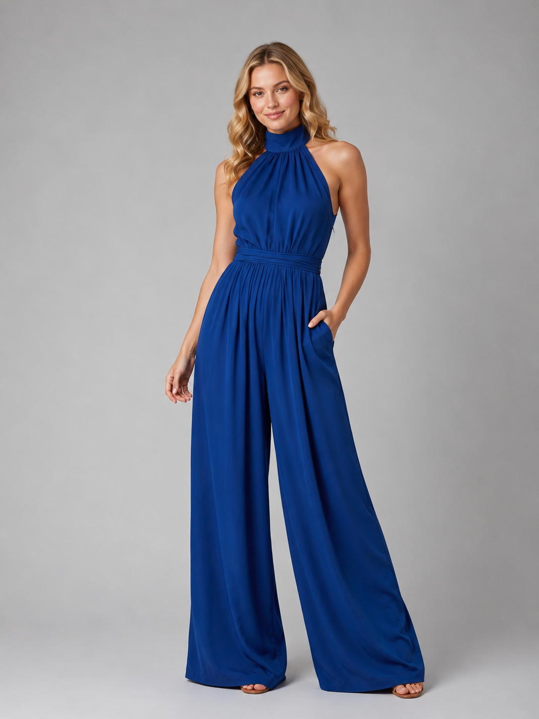 Tatum | Halter Neck Wide Leg Jumpsuit