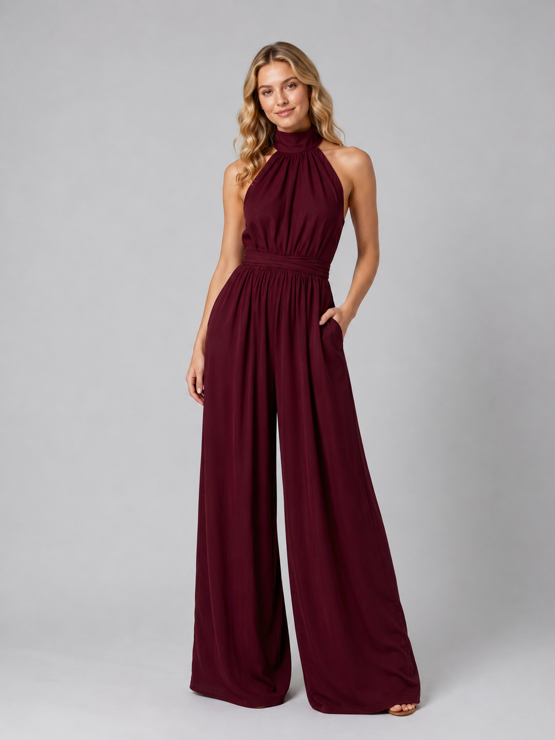 Tatum | Halter Neck Wide Leg Jumpsuit