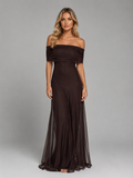 Tatum | Off-Shoulder Flowy Chiffon Maxi Dress