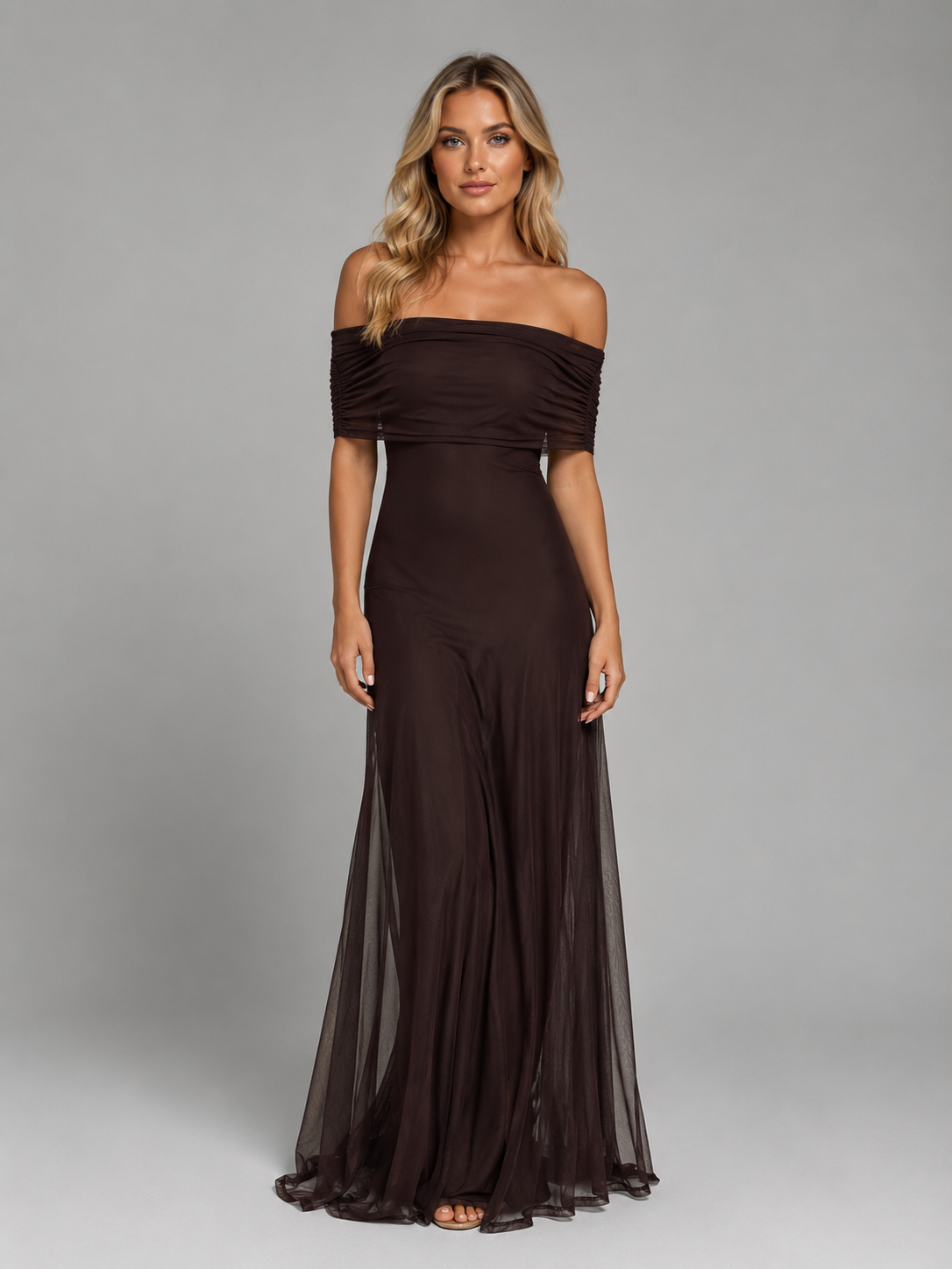 Tatum | Off-Shoulder Flowy Chiffon Maxi Dress