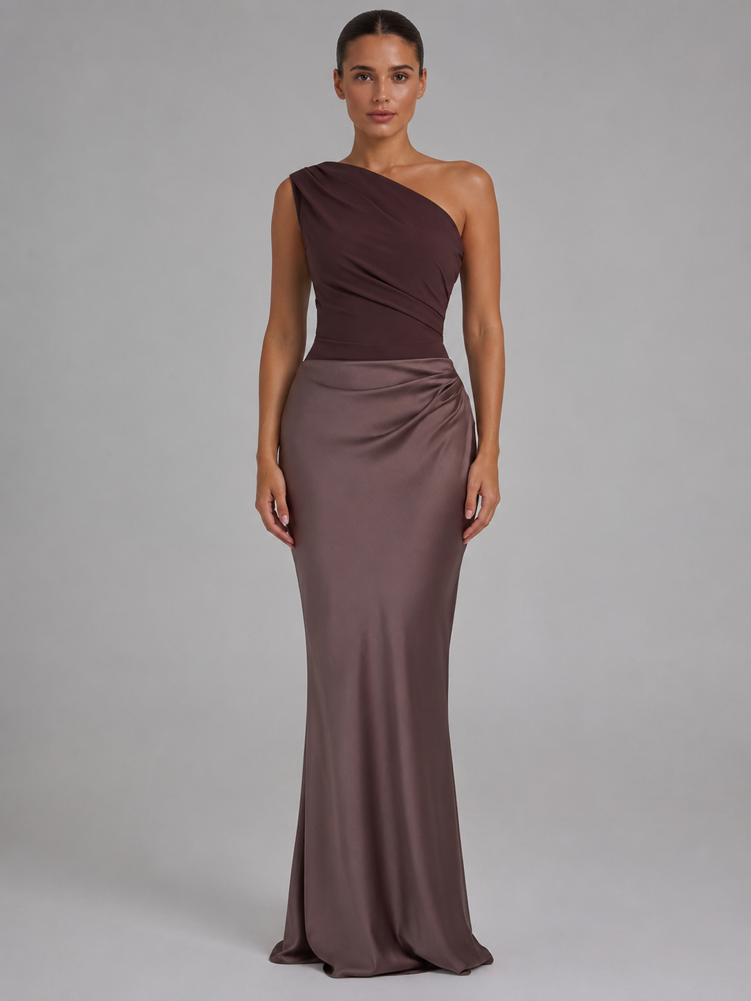 Isolde | One-Shoulder Satin Feel Maxi Dress