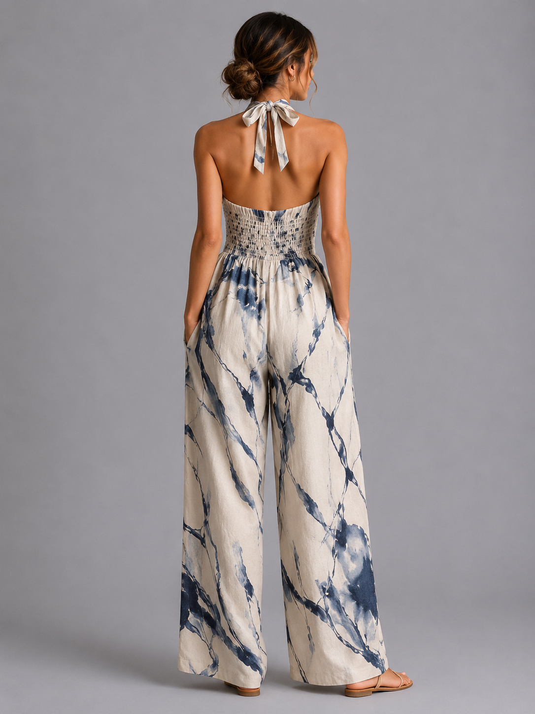 Soraya | Printed Halter Wide-Leg Jumpsuit