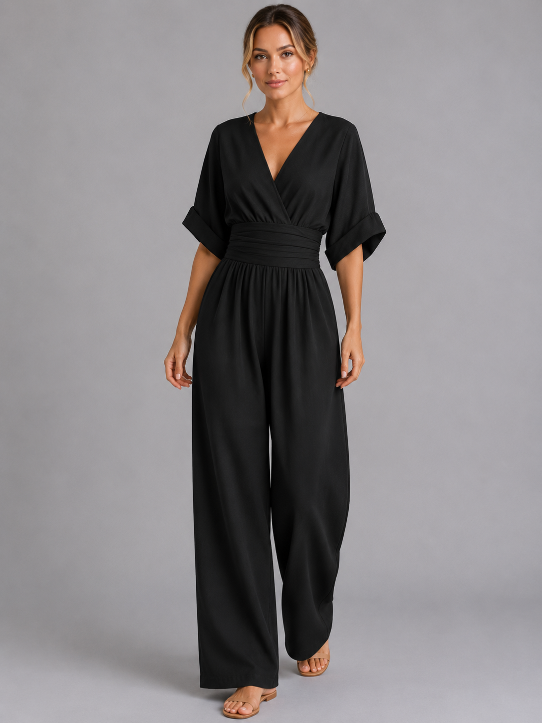 Waverly | Cinched Waist Wide-Leg Jumpsuit