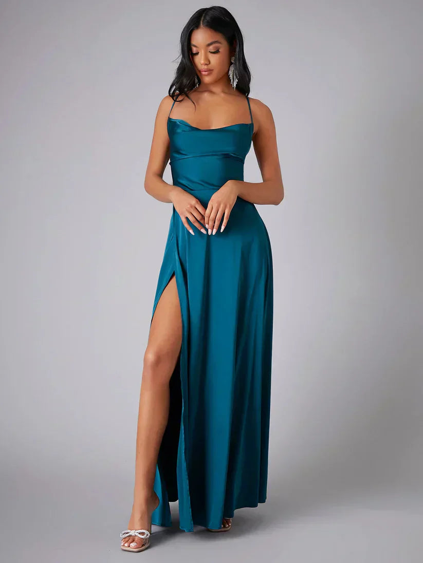 Tatum | Spaghetti Strap High Slit Evening Maxi Dress