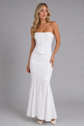 Delphine | Strapless Lace Corset Maxi Dress