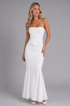 Delphine | Strapless Lace Corset Maxi Dress