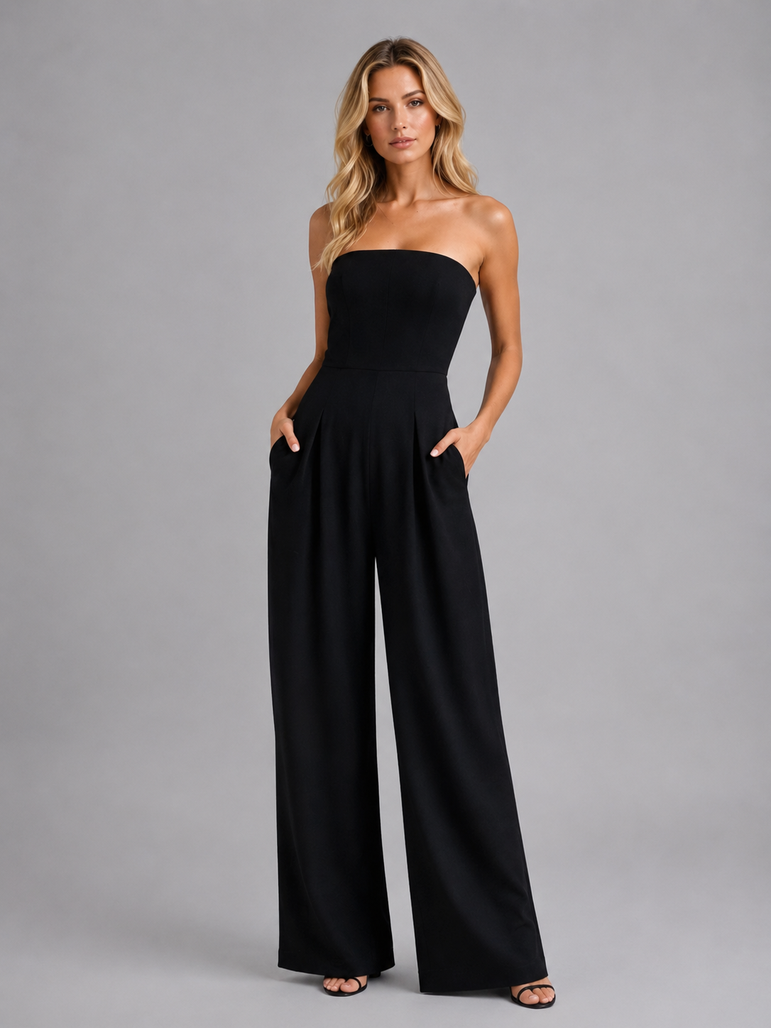 Cora | Strapless Wide Leg Jumpsuit
