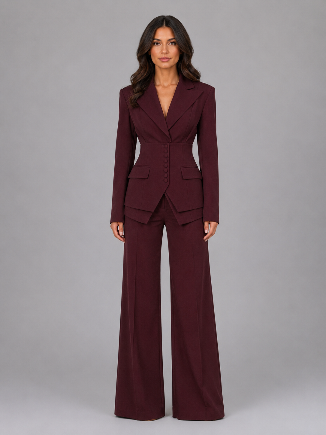 Dahlia | Cinched Waist & Wide-Leg Tailored Two-Piece Set