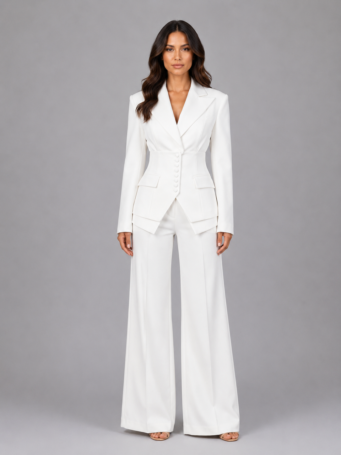 Dahlia | Cinched Waist & Wide-Leg Tailored Two-Piece Set
