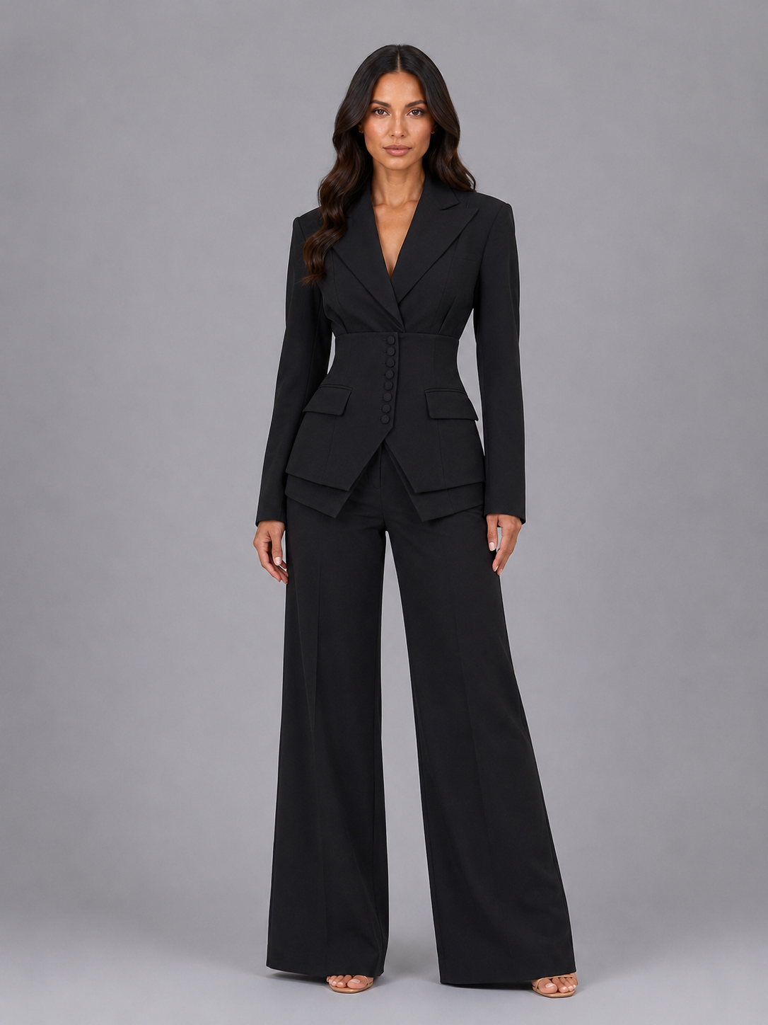 Dahlia | Cinched Waist & Wide-Leg Tailored Two-Piece Set