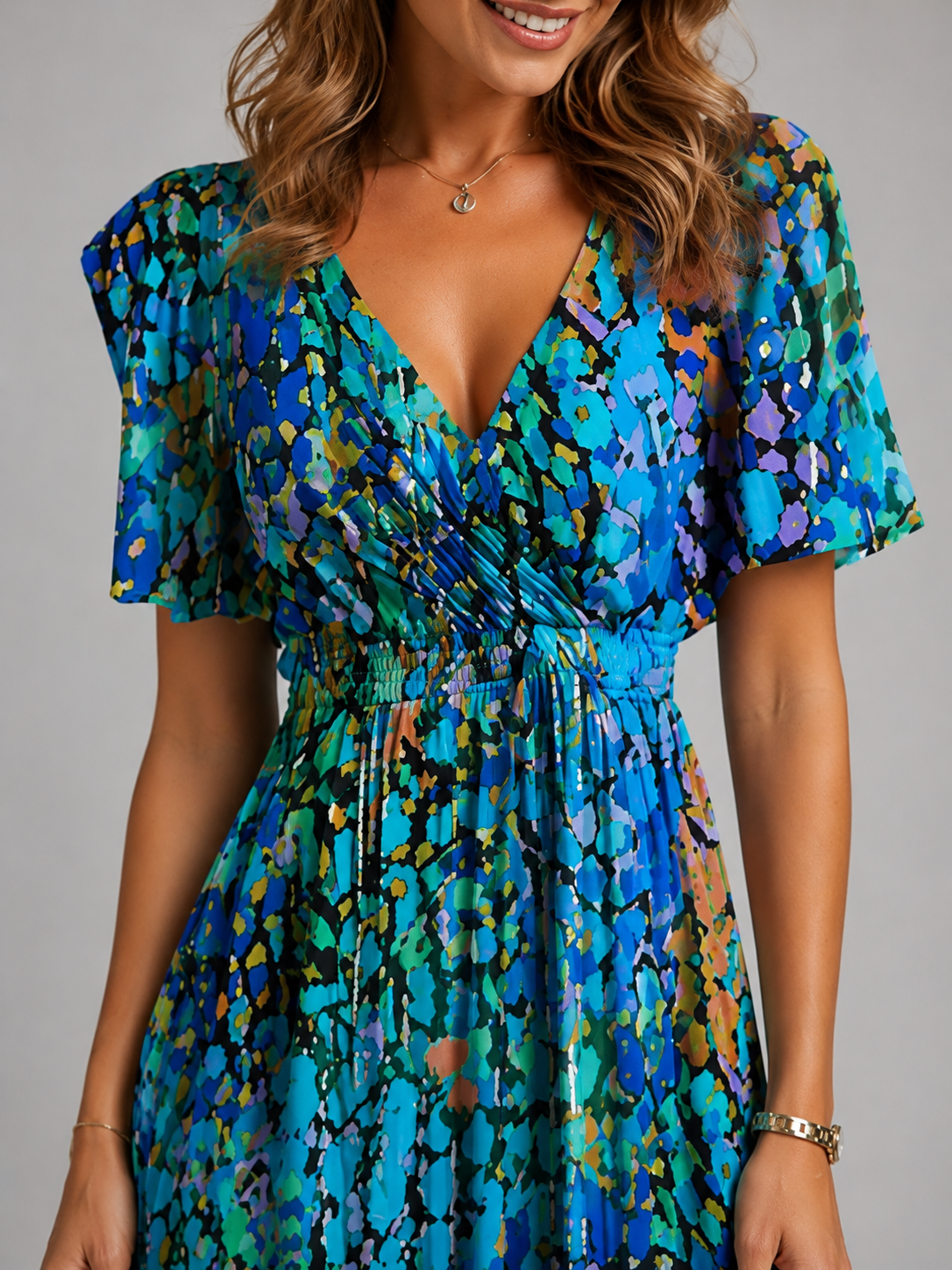 Piper | Floral Flutter Sleeve Midi Dress