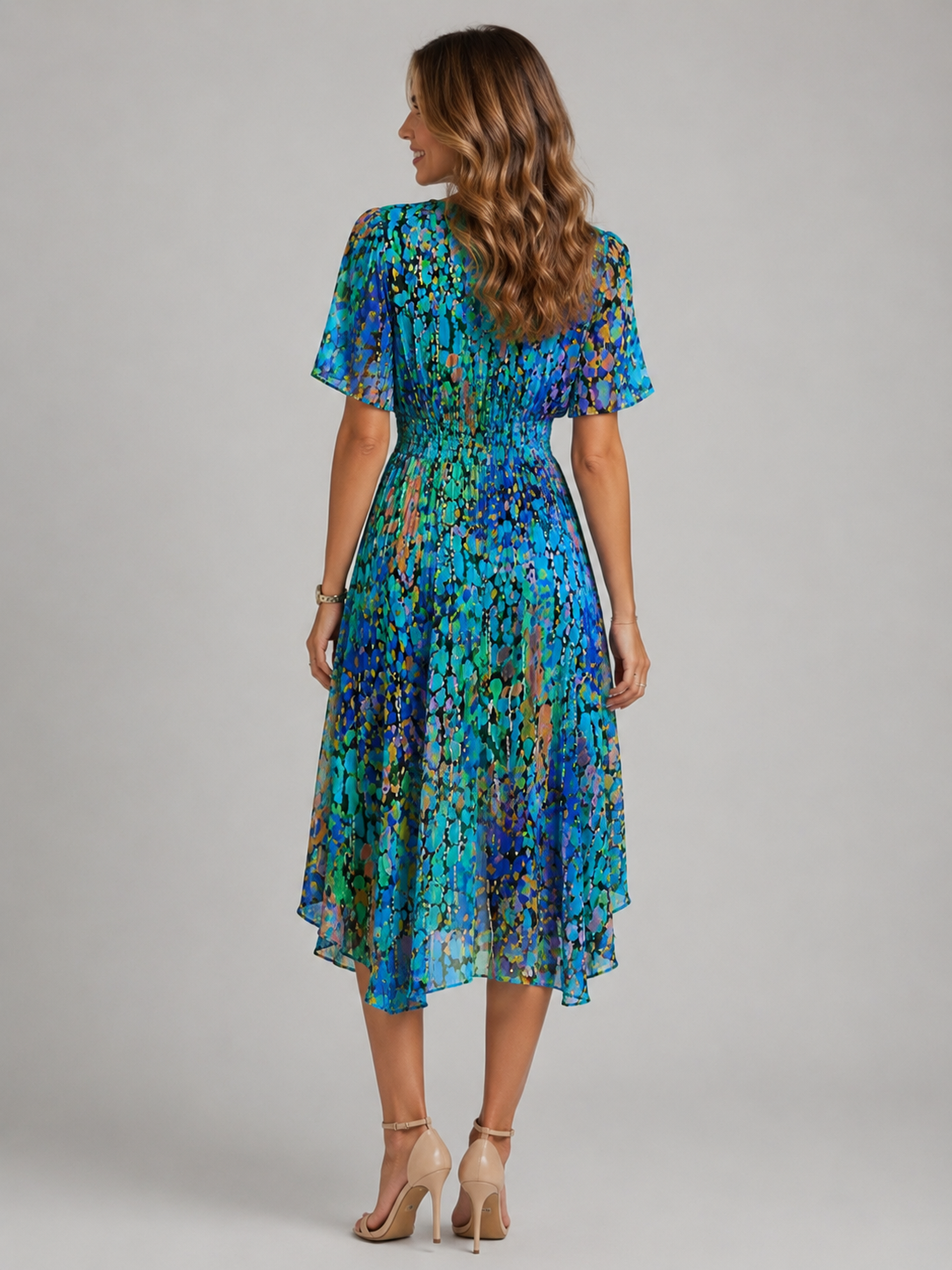 Piper | Floral Flutter Sleeve Midi Dress
