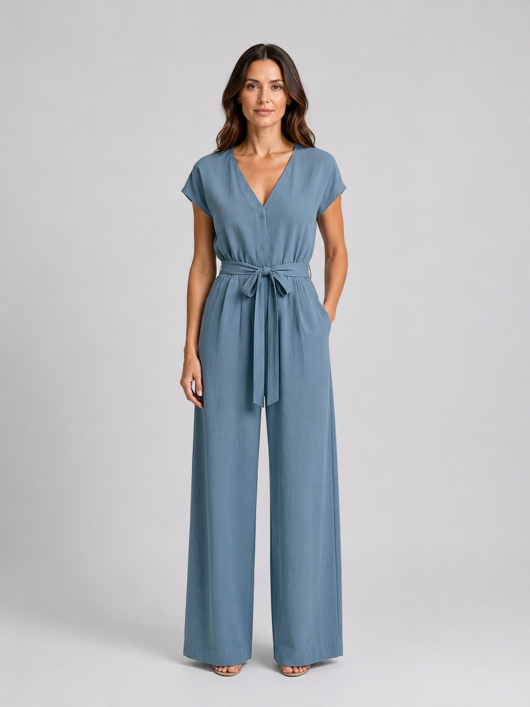 Naia | Relaxed Tie Waist Wide Leg Jumpsuit