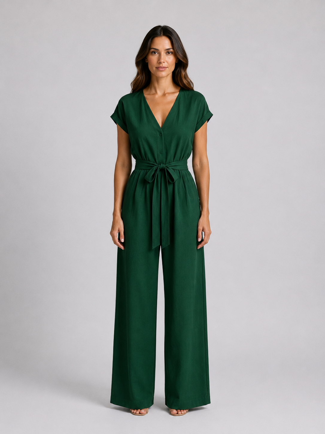 Naia | Relaxed Tie Waist Wide Leg Jumpsuit