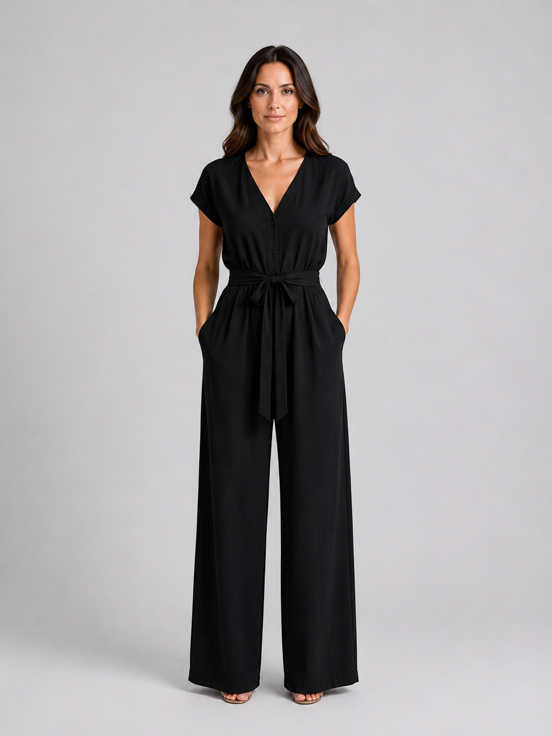 Naia | Relaxed Tie Waist Wide Leg Jumpsuit