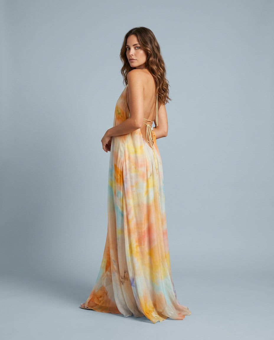 Delphine | Open Back Printed Maxi Dress