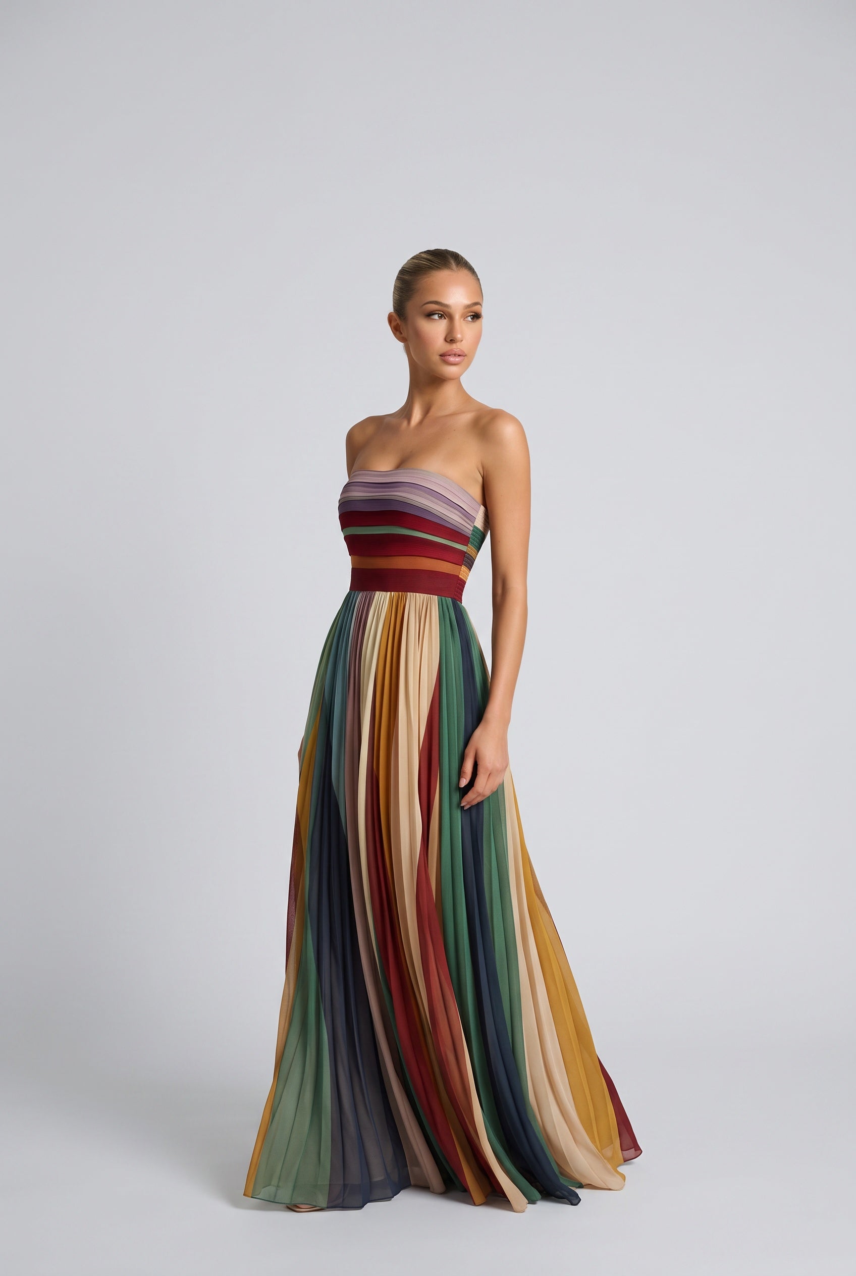 Rosa | Strapless Pleated Maxi Dress
