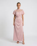 Ines | Open Back Glossy Satin-Look Maxi Dress