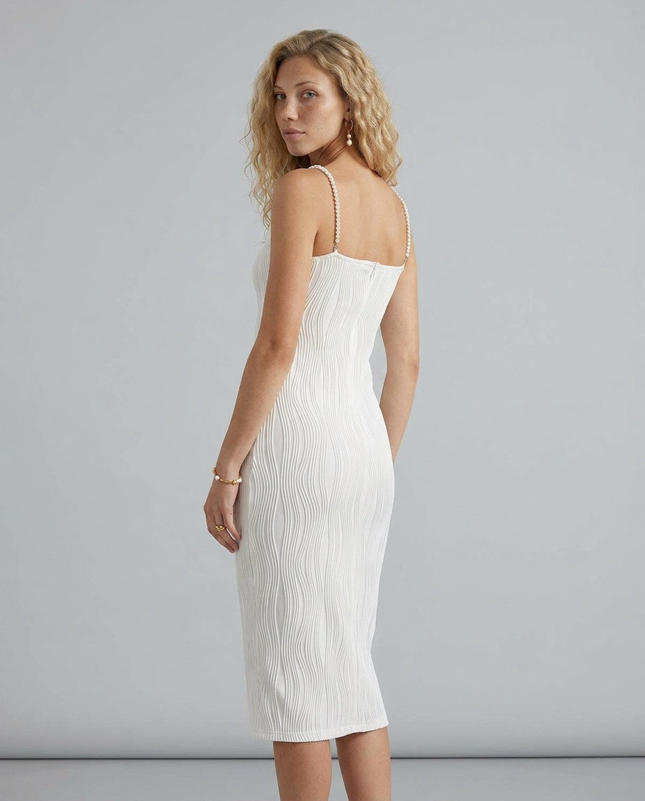 Odette | Water Ripple Textured Spaghetti Strap Midi Dress