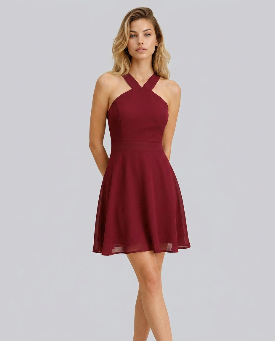 Camille | Sleeveless A-Line Cocktail Mini Dress