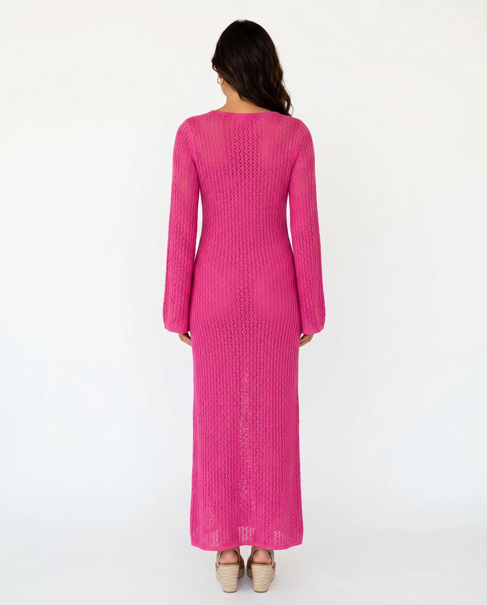 Una | Plunge Neck Crochet Maxi Dress