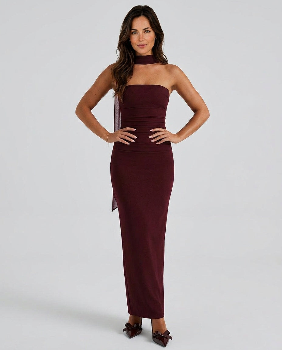Maeve | One-Shoulder Ruched Maxi Dress