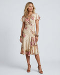 Ximena | Floral Wrap Ruched Midi Dress