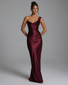 Isadora | Asymmetric Lace-Trim Strapless Maxi Dress