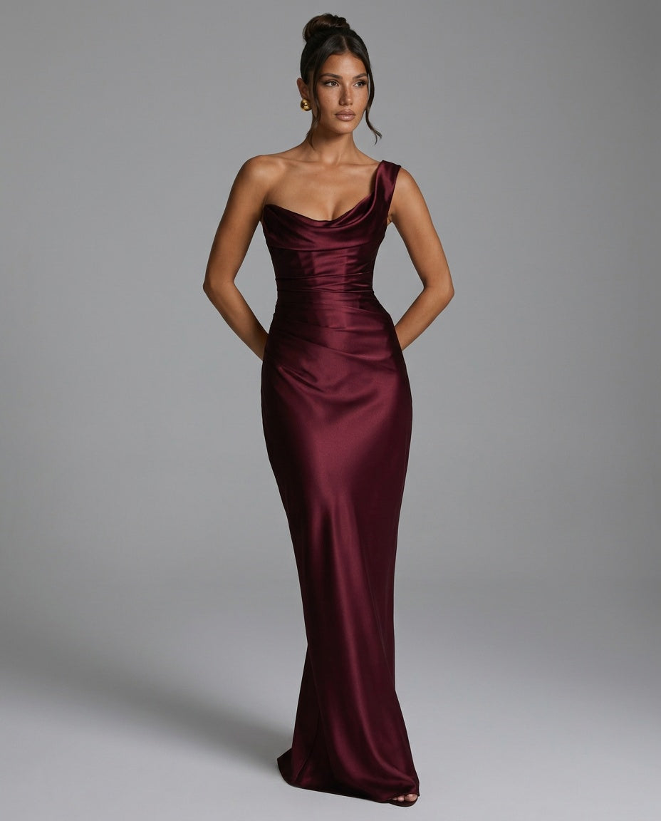 Isadora | Asymmetric Lace-Trim Strapless Maxi Dress