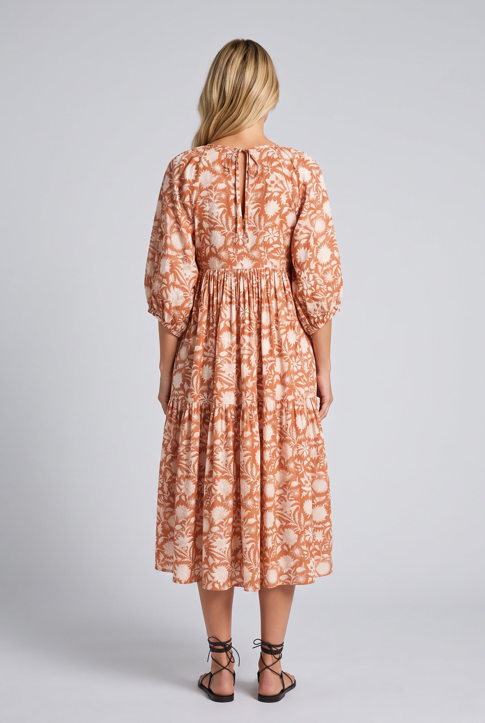 Selene | Floral Print Boho Midi Dress