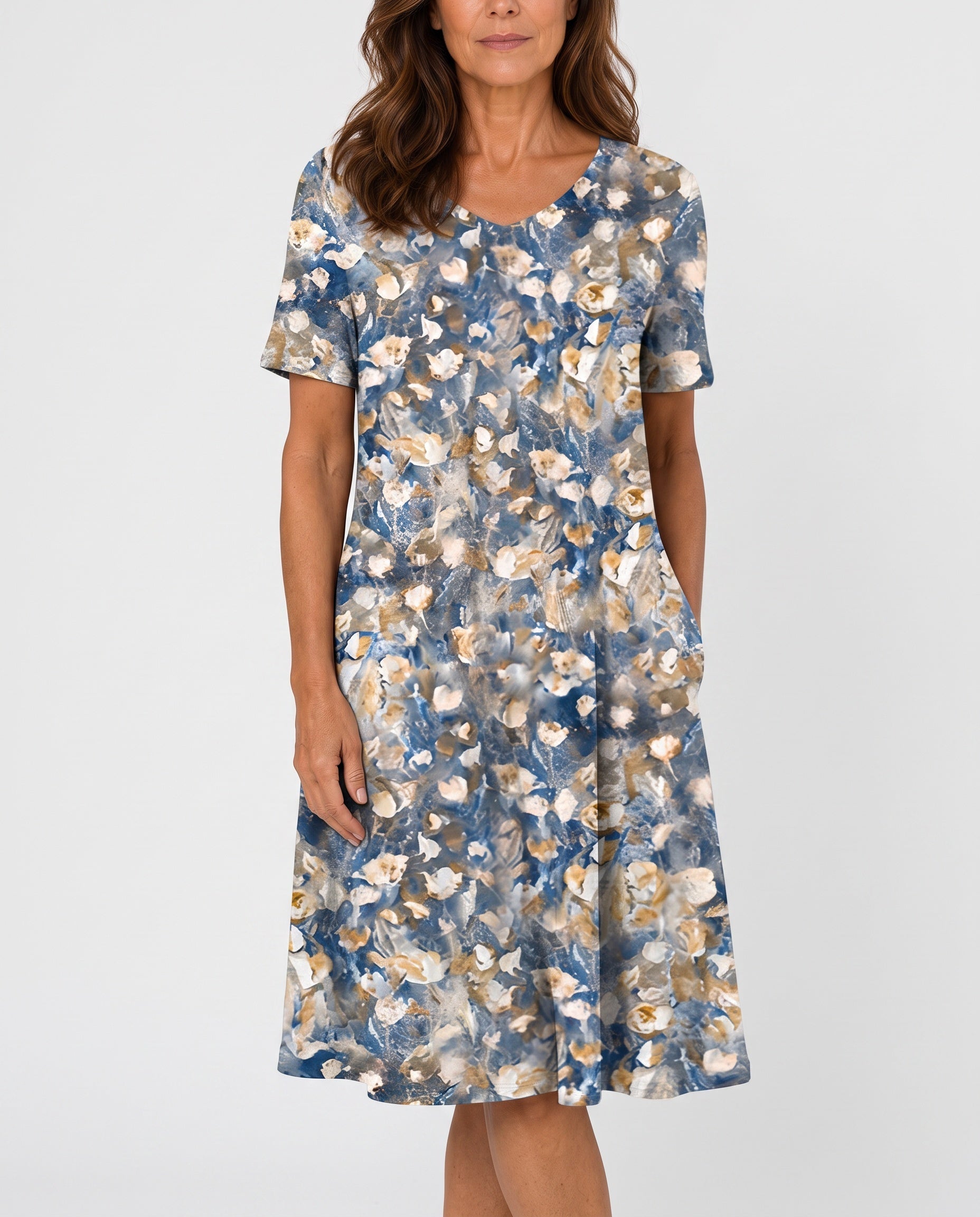 Quinn | Printed Short Sleeve Midi Dress