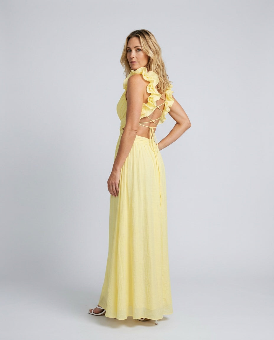 Reva | V-Neck Floral Shoulder Maxi Dress