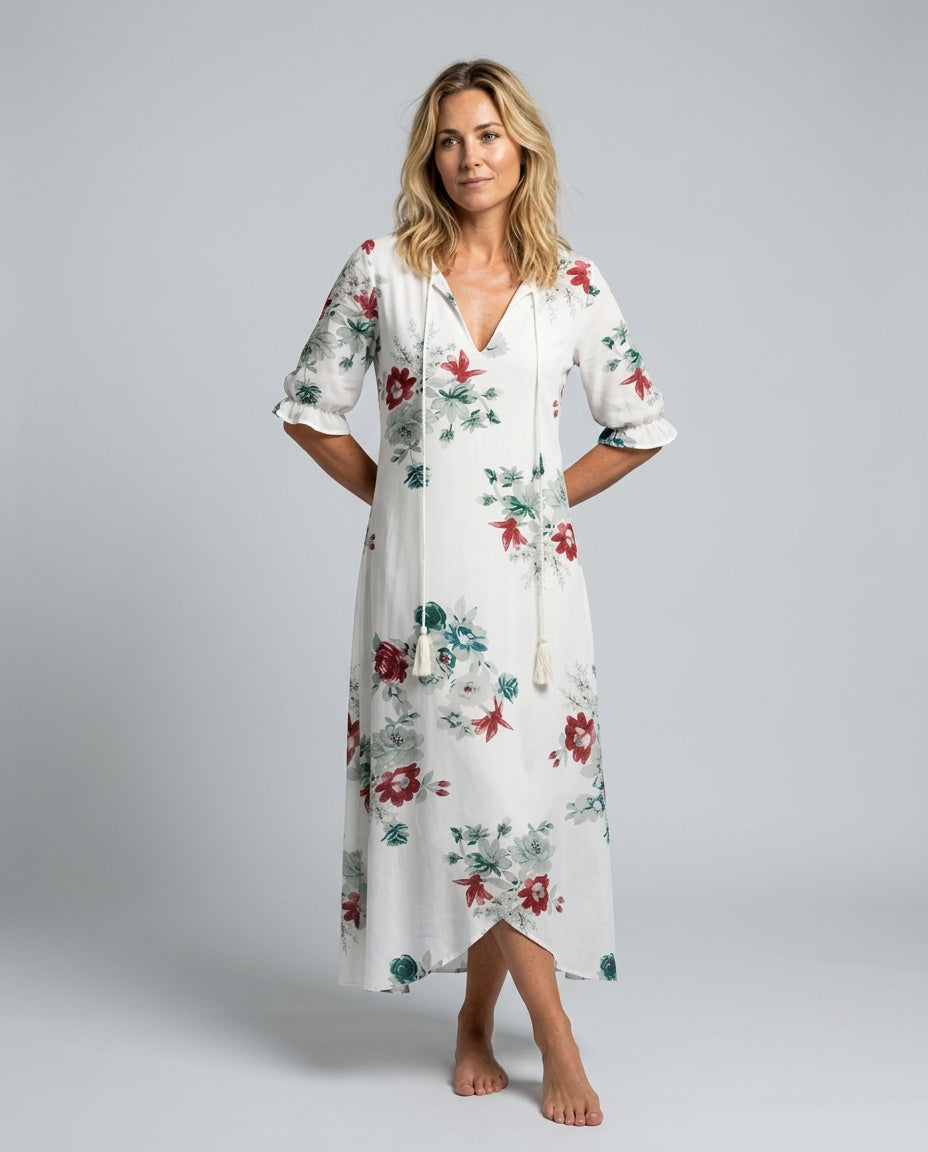 Noor | Floral Print V-Neck Maxi Dress