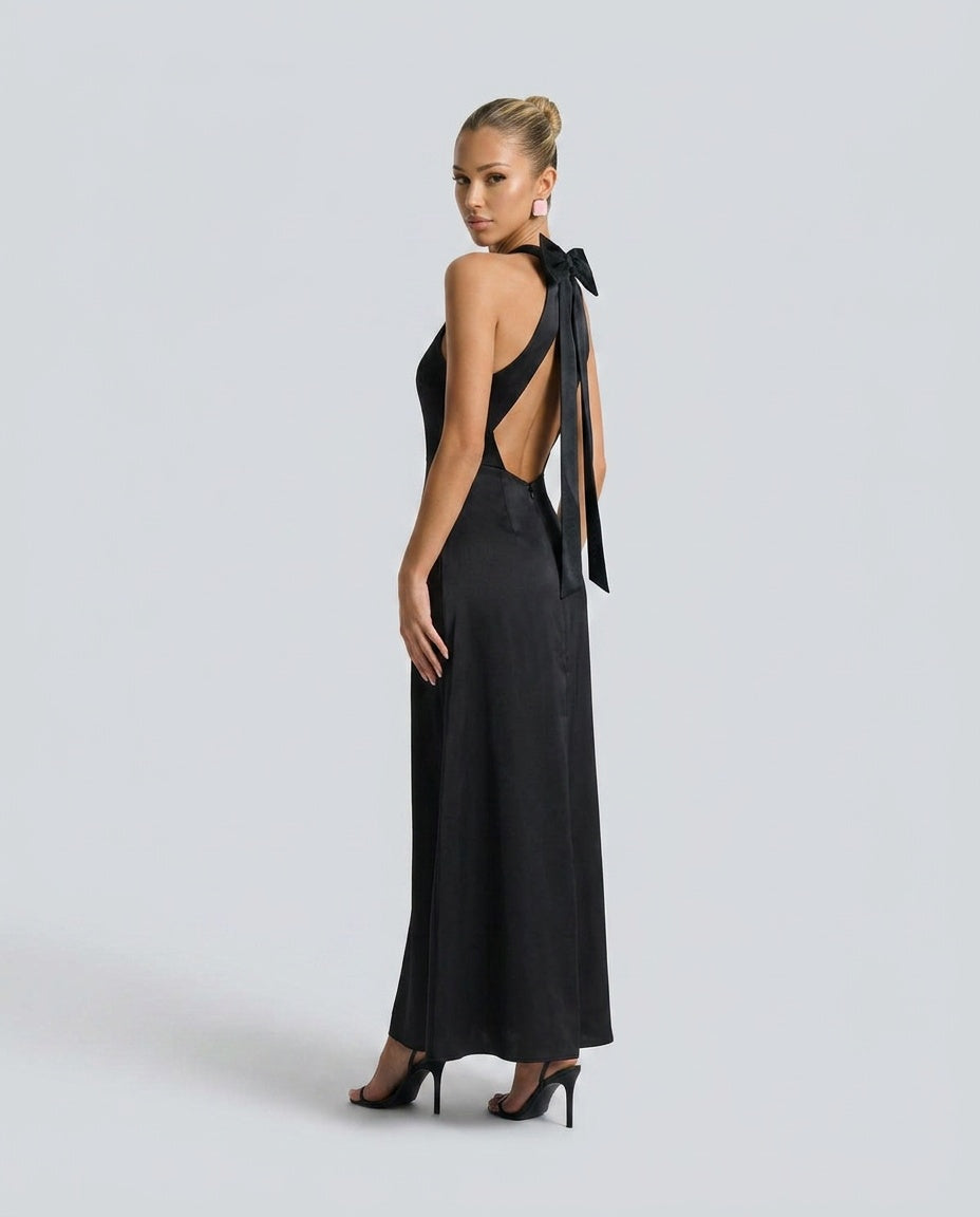 Juliette | Halter Bowknot Cutout Maxi Dress
