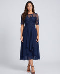 Maeve | Lace Panel Midi Dress