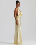 Rosine | Satin-Look Tie-Up Collar Maxi Dress