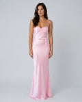 Ines | Lace-Trim Halter Neck Maxi Dress