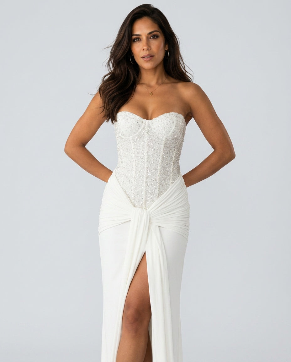 Ada | Sequin Off-Shoulder Sweetheart Maxi Dress