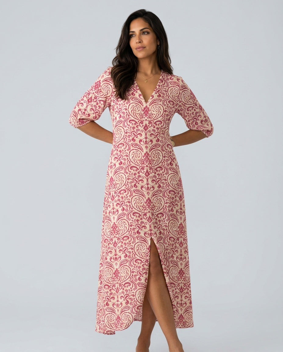 Noor | Floral Print V-Neck Maxi Dress